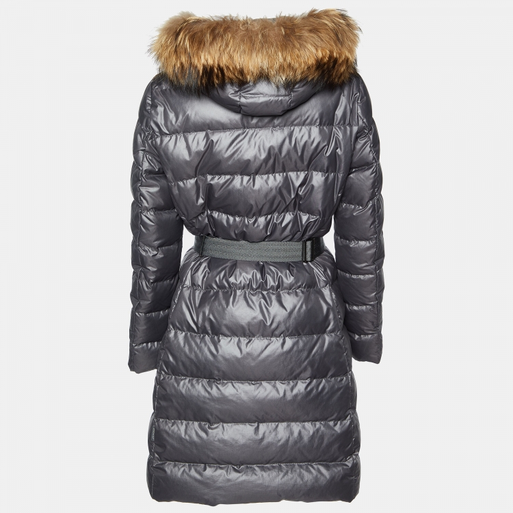 Moncler Grey Down Quilted Nantes Hooded Coat M L Moncler TLC