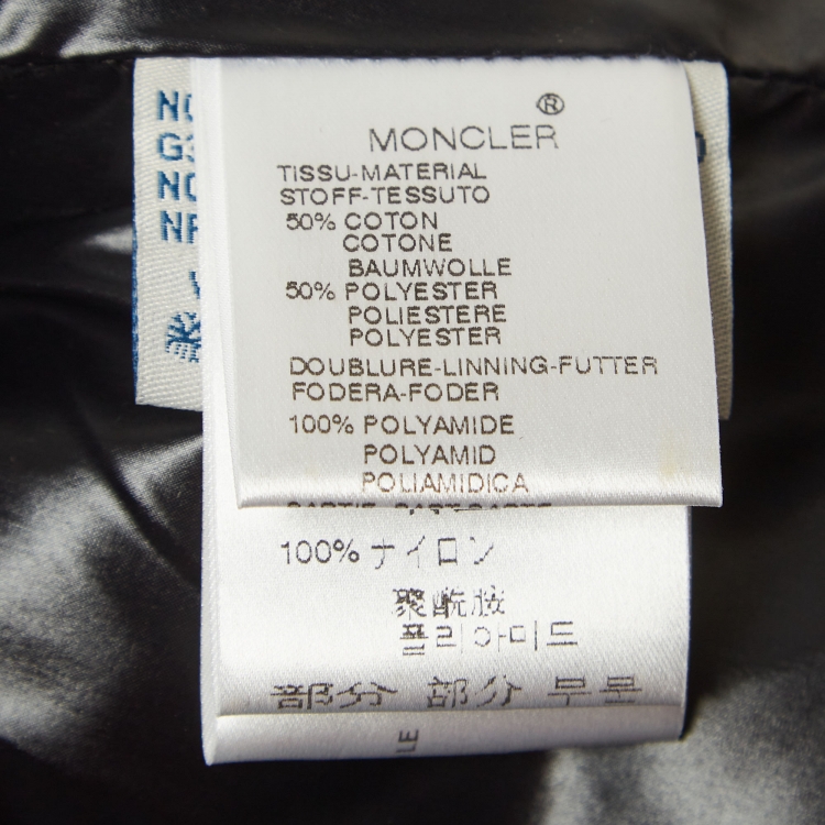 Pre Owned Moncler Black Synthetic Zip-Up Down Jacket S