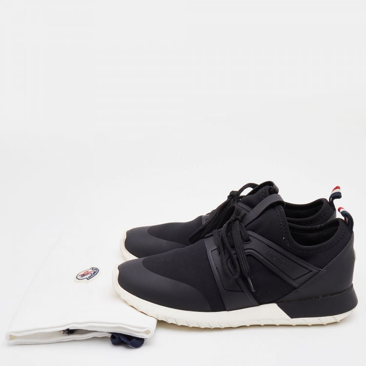 Pre Owned Moncler Black Knit Fabric and Rubber Meline Low Top Sneakers Size 38