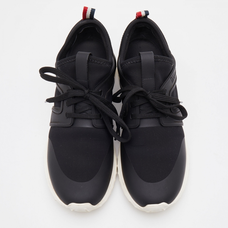 Pre Owned Moncler Black Knit Fabric and Rubber Meline Low Top Sneakers Size 38