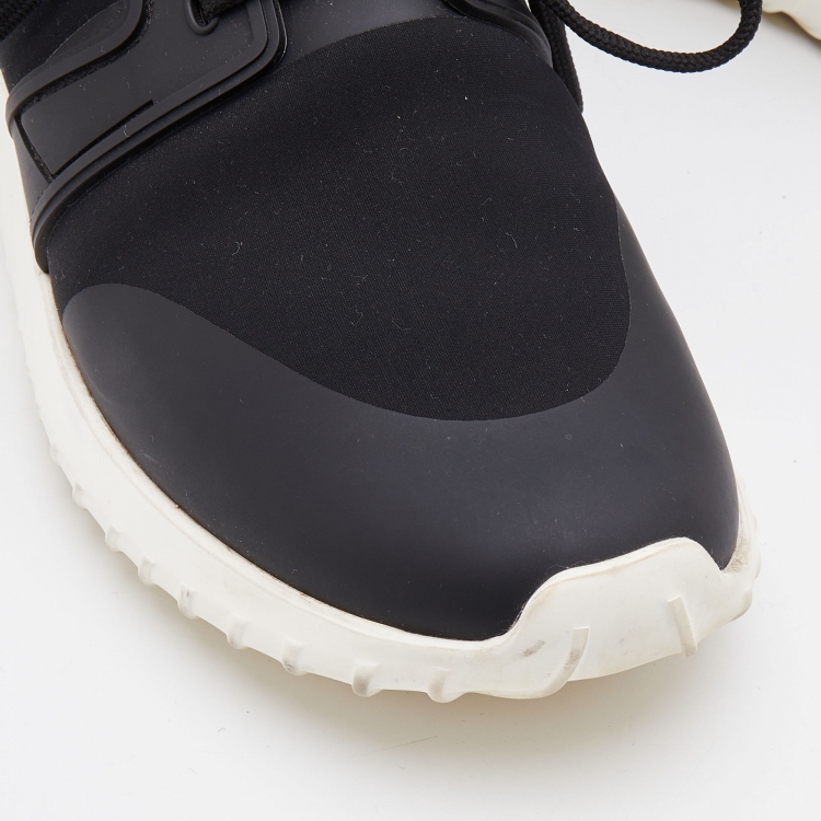 Pre Owned Moncler Black Knit Fabric and Rubber Meline Low Top Sneakers Size 38