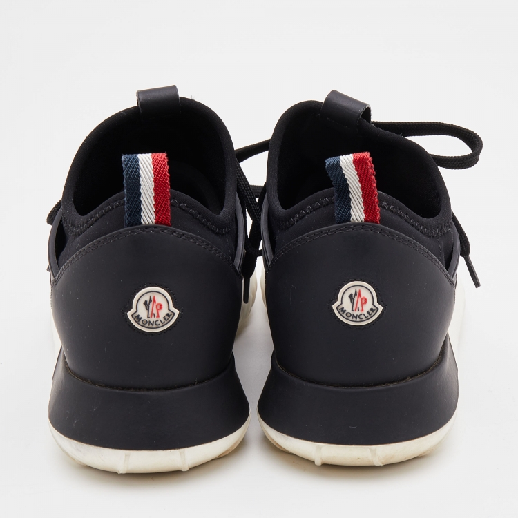 Pre Owned Moncler Black Knit Fabric and Rubber Meline Low Top Sneakers Size 38