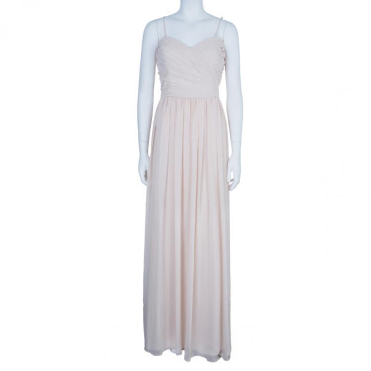 Pre Owned Monique Lhuillier Blush Sweetheart Chiffon Gown XL
