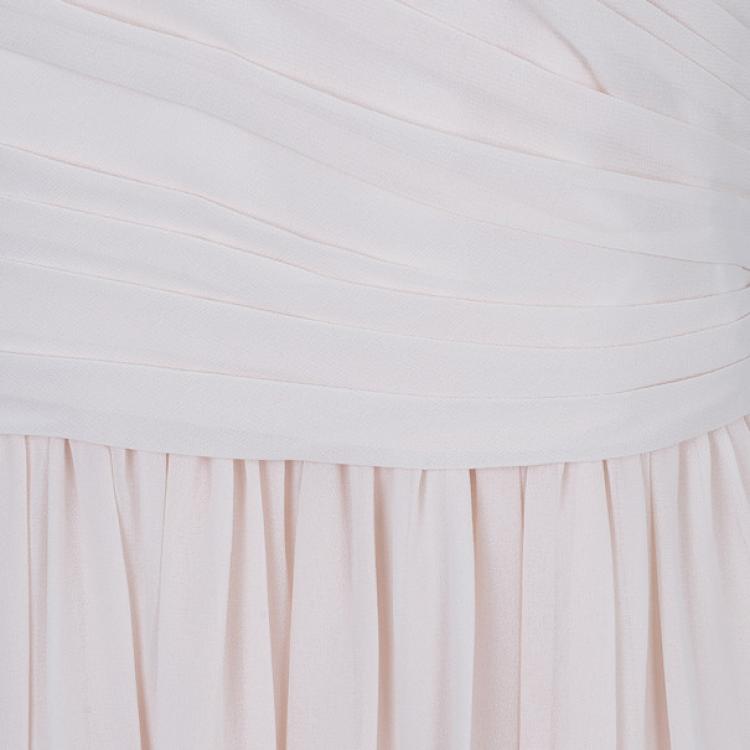 Pre Owned Monique Lhuillier Blush Sweetheart Chiffon Gown XL