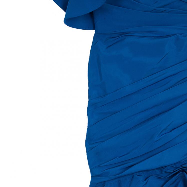 Pre Owned Monique Lhuillier One Shoulder Silk Gown S