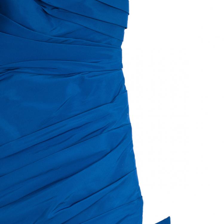 Pre Owned Monique Lhuillier One Shoulder Silk Gown S