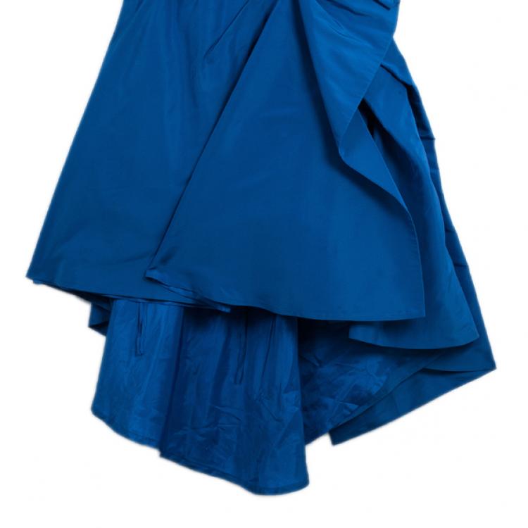 Pre Owned Monique Lhuillier One Shoulder Silk Gown S