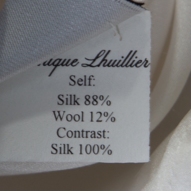 Pre Owned Monique Lhuillier Collection Off White Pebbled Jacquard Bird Print Maxi Skirt M
