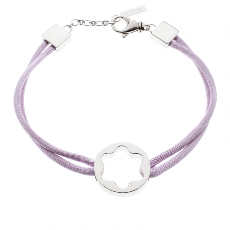 Pre Owned Montblanc Star Collection Lilac Satin Silver Star Bracelet