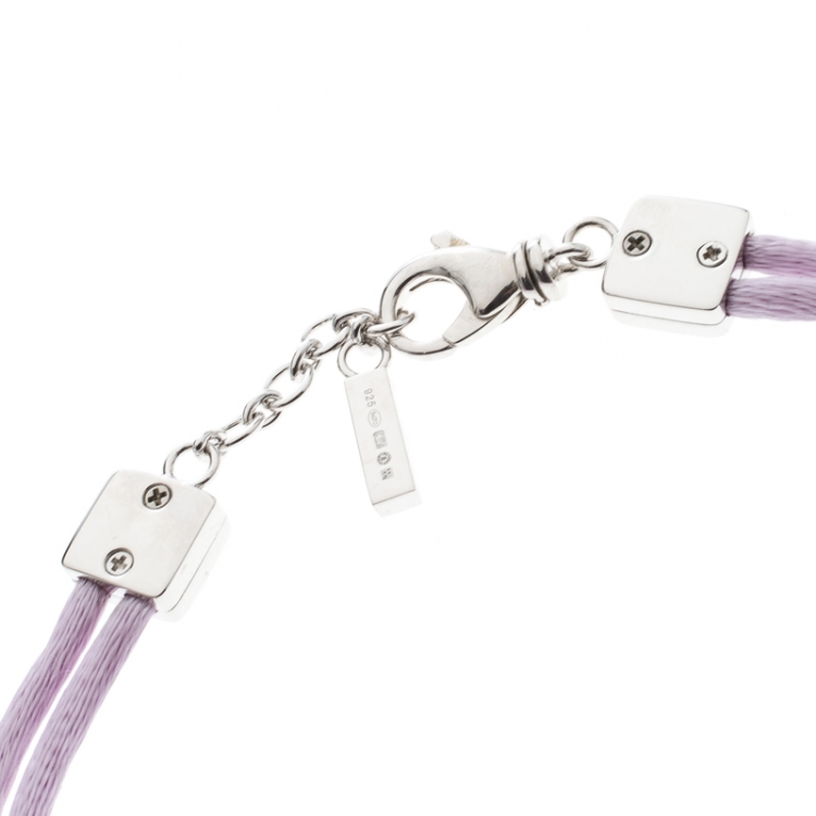 Pre Owned Montblanc Star Collection Lilac Satin Silver Star Bracelet