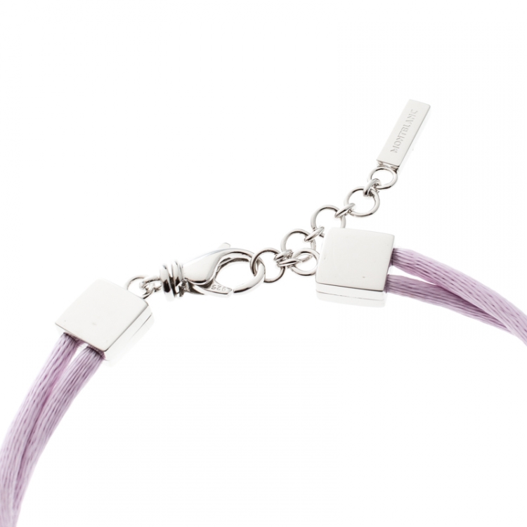 Pre Owned Montblanc Star Collection Lilac Cord Silver Bracelet