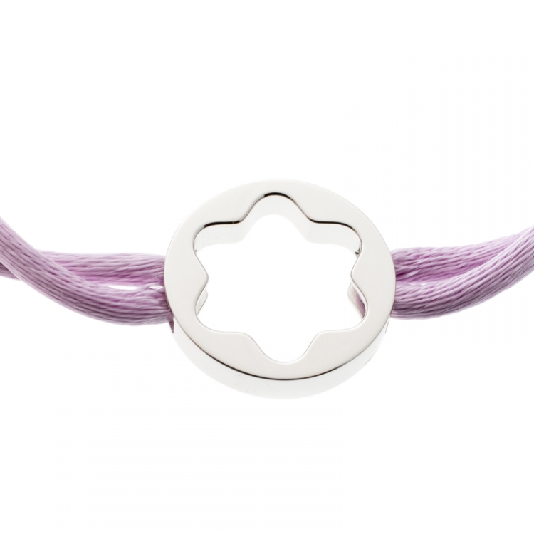 Pre Owned Montblanc Star Collection Lilac Cord Silver Bracelet