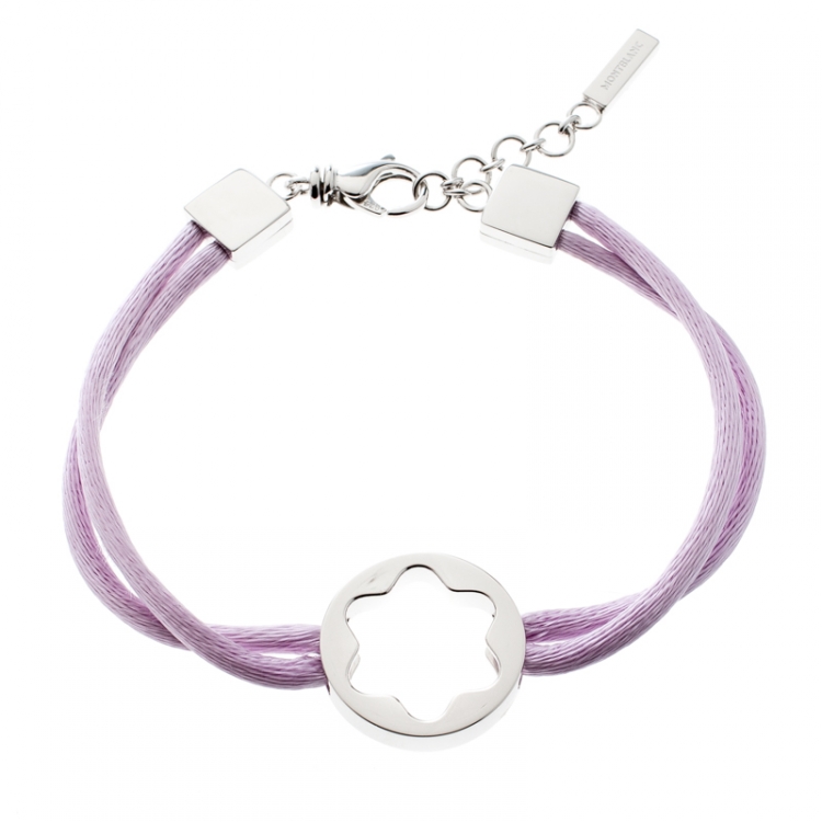 Pre Owned Montblanc Star Collection Lilac Cord Silver Bracelet