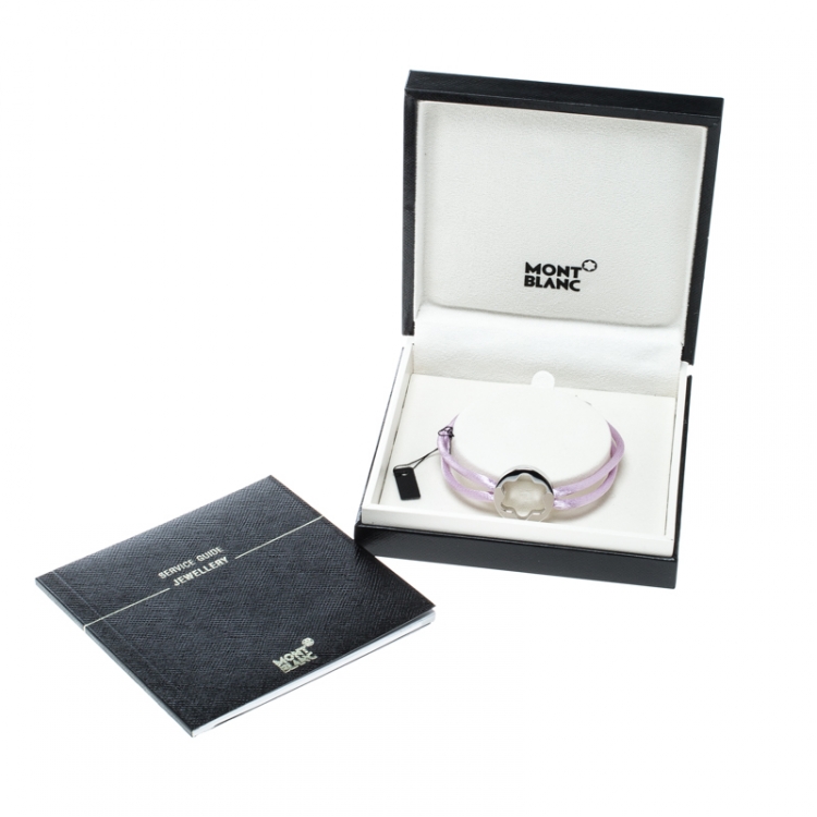 Pre Owned Montblanc Star Collection Lilac Cord Silver Bracelet