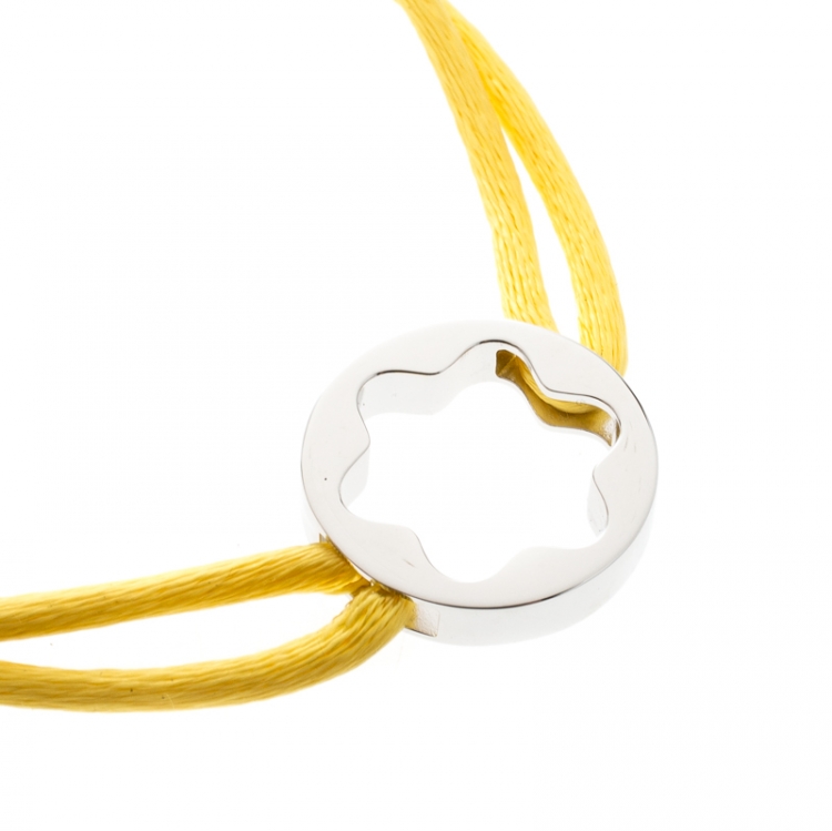 Pre Owned Montblanc Star Collection Yellow Satin Silver Star Bracelet