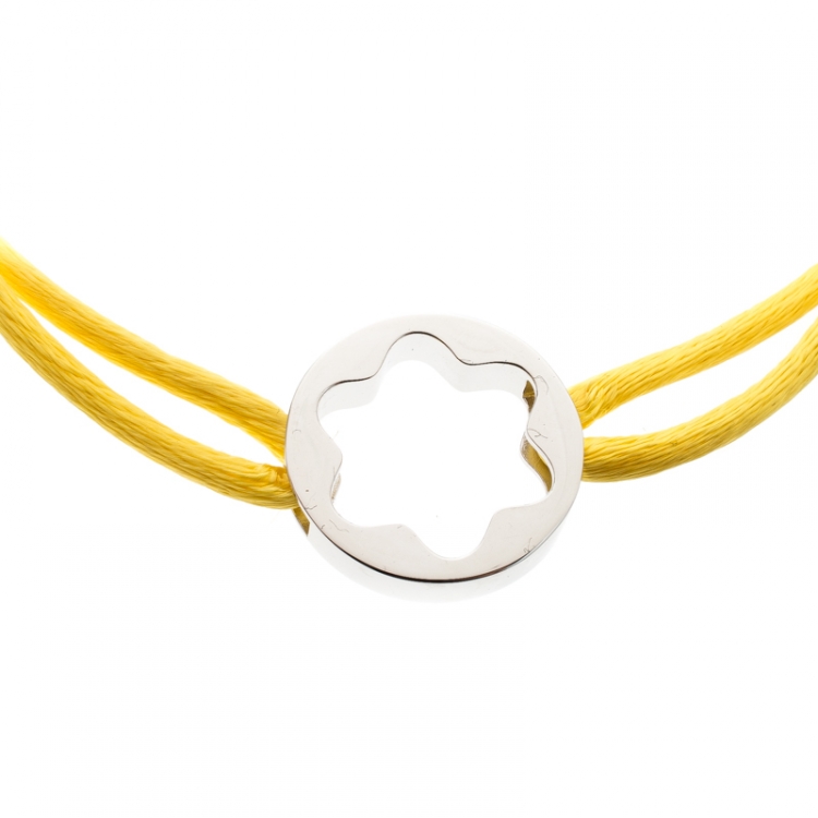 Pre Owned Montblanc Star Collection Yellow Satin Silver Star Bracelet