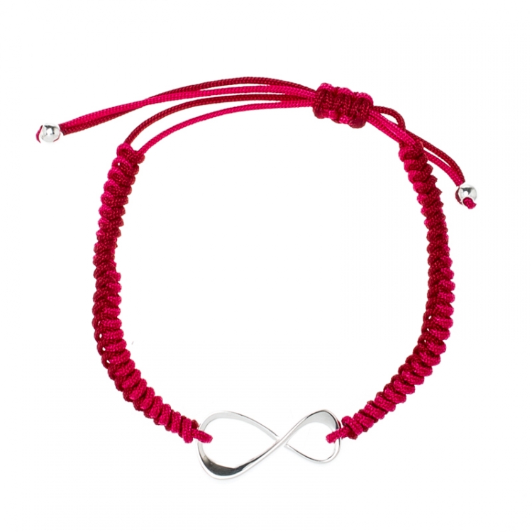 Pre Owned Montblanc Infiniment Vôtre UNICEF Silver Red Cord Bracelet