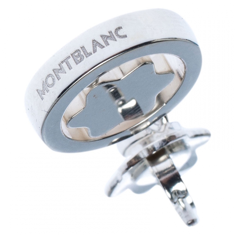 Pre Owned Montblanc Star Signet Mother Of Pearl Silver Dangle Stud Earrings