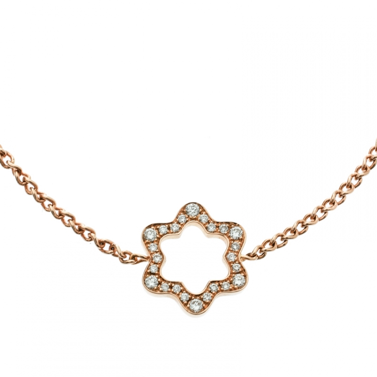 Pre Owned Montblanc Emblem 4810 Diamond 18K Rose Gold Bracelet