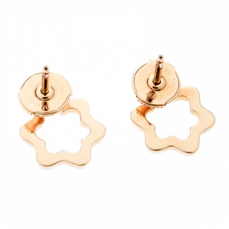 Pre Owned Montblanc Emblem 4810 Diamond 18k Rose Gold Stud Earrings