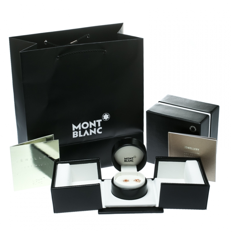 Pre Owned Montblanc Emblem 4810 Diamond 18k Rose Gold Stud Earrings