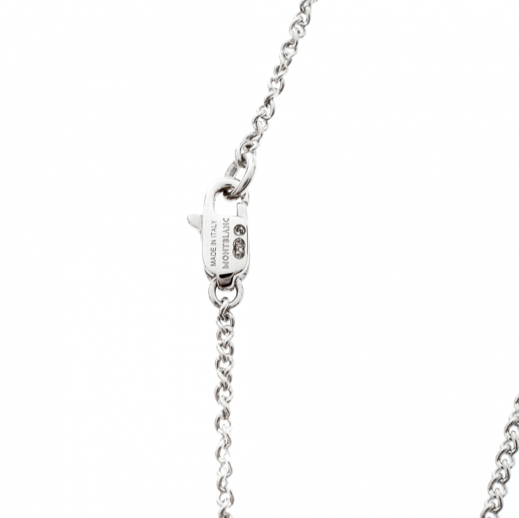Pre Owned Montblanc Diamond 18k White Gold Heart Star Charm Necklace
