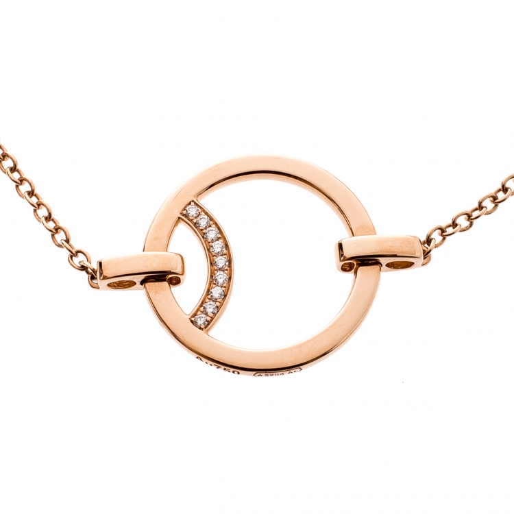 Pre Owned Montblanc Diamond 18k Rose Gold Chain Bracelet