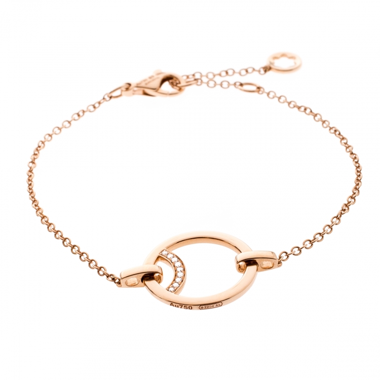 Pre Owned Montblanc Diamond 18k Rose Gold Chain Bracelet