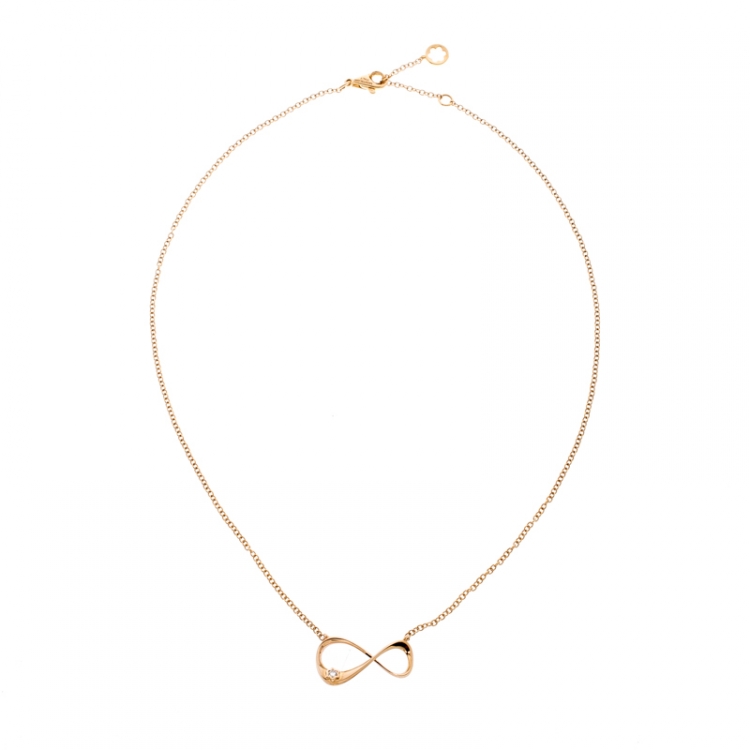 Pre Owned Montblanc Infiniment Vôtre Diamond 18k Rose Gold Necklace