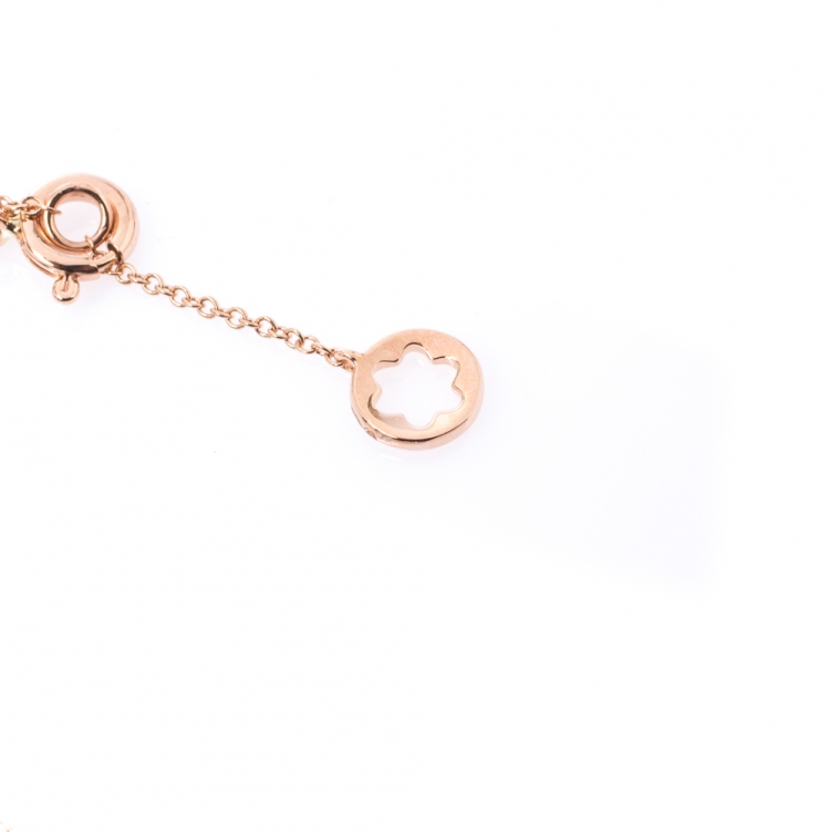 Pre Owned Montblanc Signet Mother of Pearl Diamond 18k Rose Gold Tassel Pendant Necklace