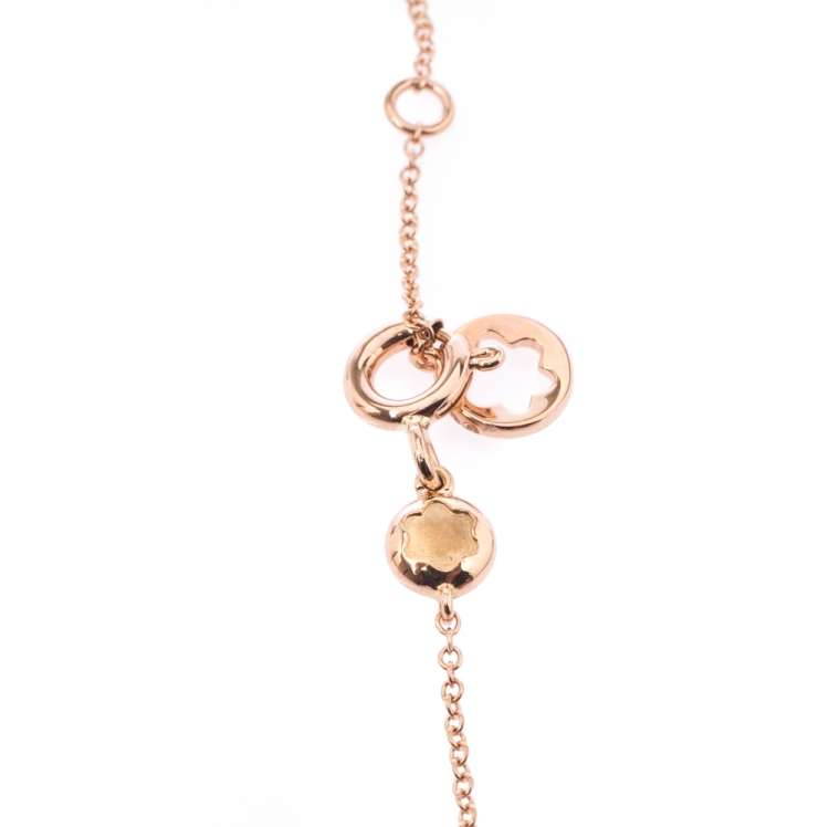 Pre Owned Montblanc Signet Mother of Pearl Diamond 18k Rose Gold Tassel Pendant Necklace