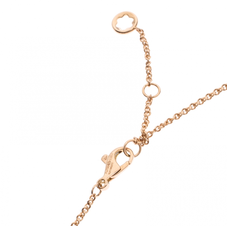 Pre Owned Montblanc Star Motif 18k Rose Gold Pendant Necklace