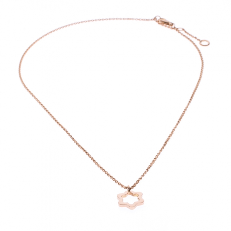 Pre Owned Montblanc Star Motif 18k Rose Gold Pendant Necklace