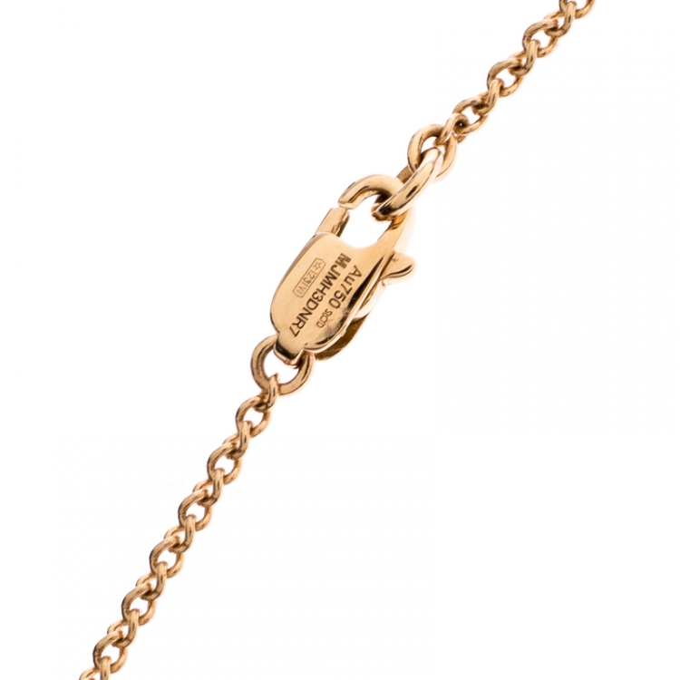 Pre Owned Montblanc Star Heart Charm 18k Rose Gold Necklace 