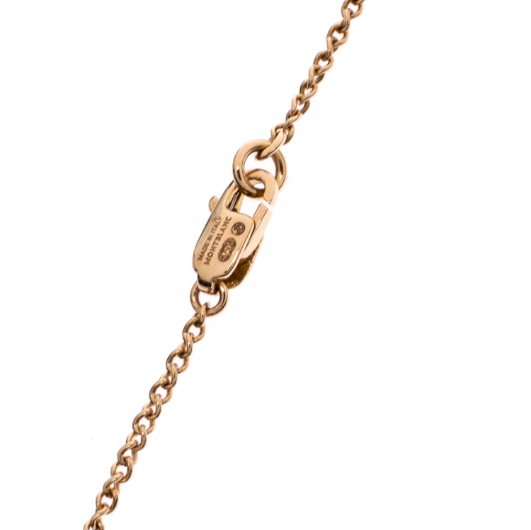 Pre Owned Montblanc Star Heart Charm 18k Rose Gold Necklace 