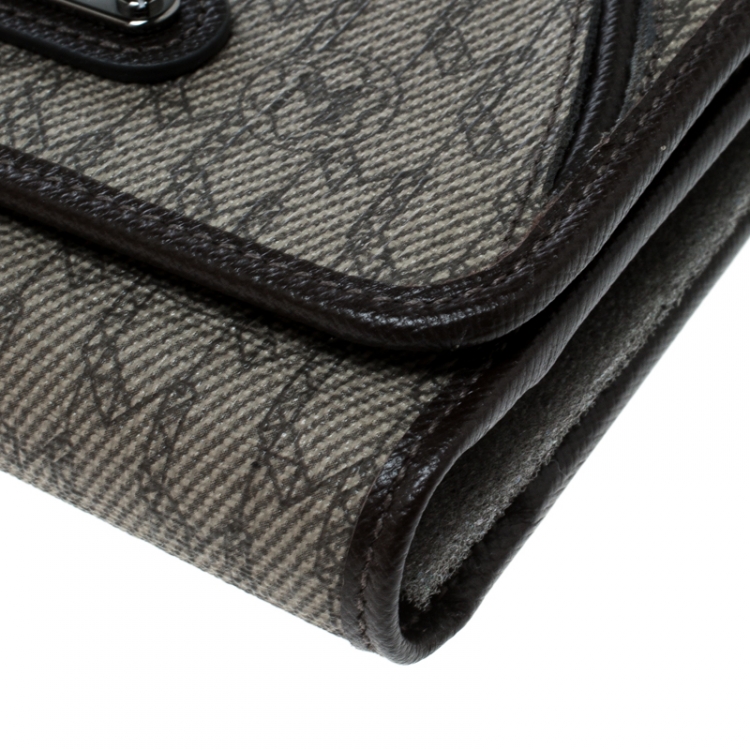 Pre Owned Montblanc Beige Signature Coated Canvas Wallet