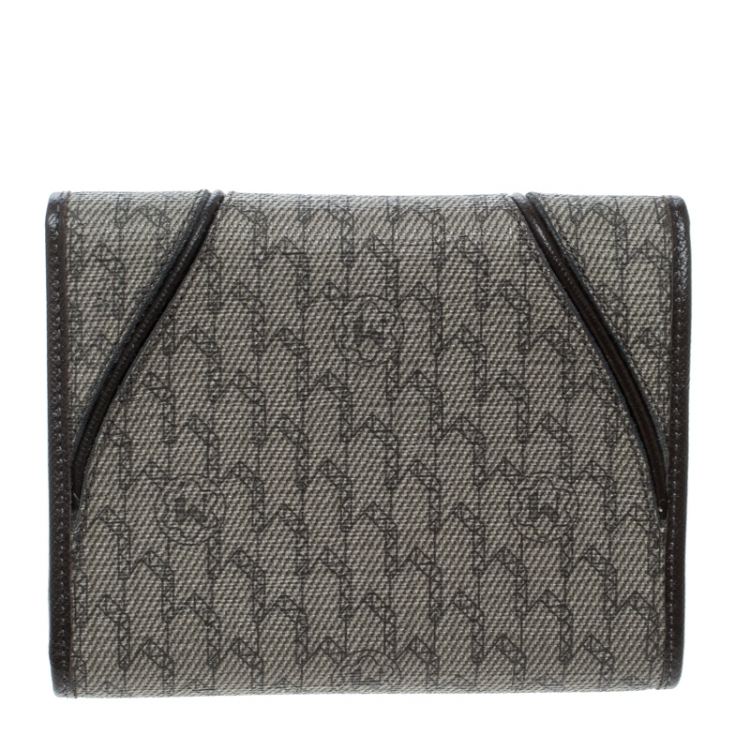 Pre Owned Montblanc Beige Signature Coated Canvas Wallet