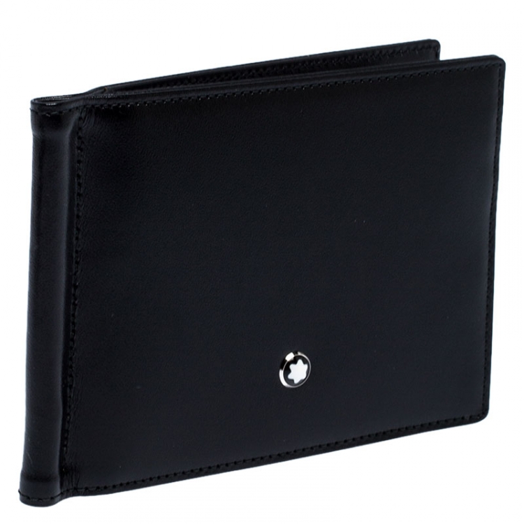Pre Owned Montblanc Black Leather Meisterstück Money Clip Wallet 6CC