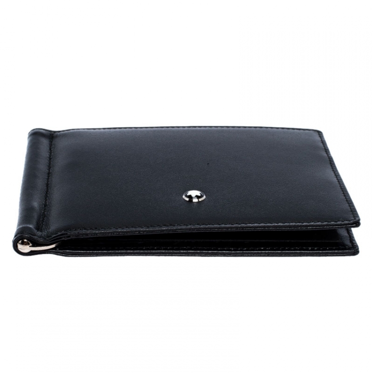 Pre Owned Montblanc Black Leather Meisterstück Money Clip Wallet 6CC