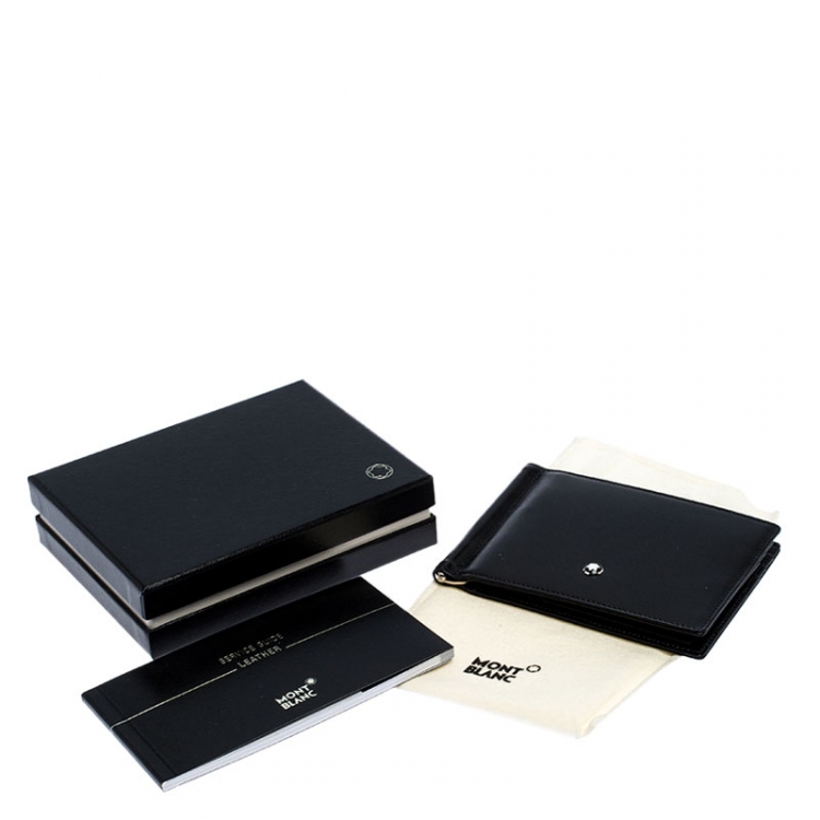 Pre Owned Montblanc Black Leather Meisterstück Money Clip Wallet 6CC