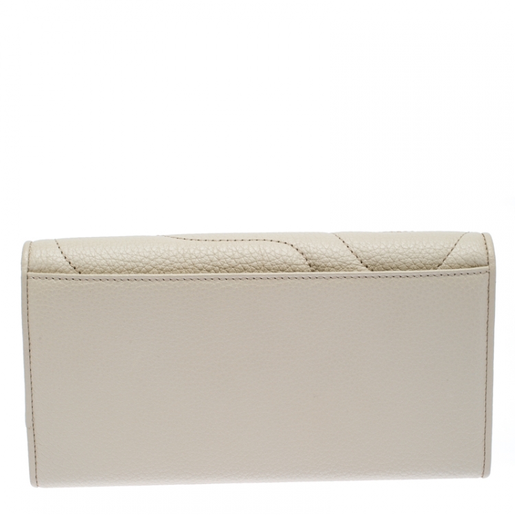 Pre Owned Montblanc Off White Leather Starisma Flap Continental Wallet