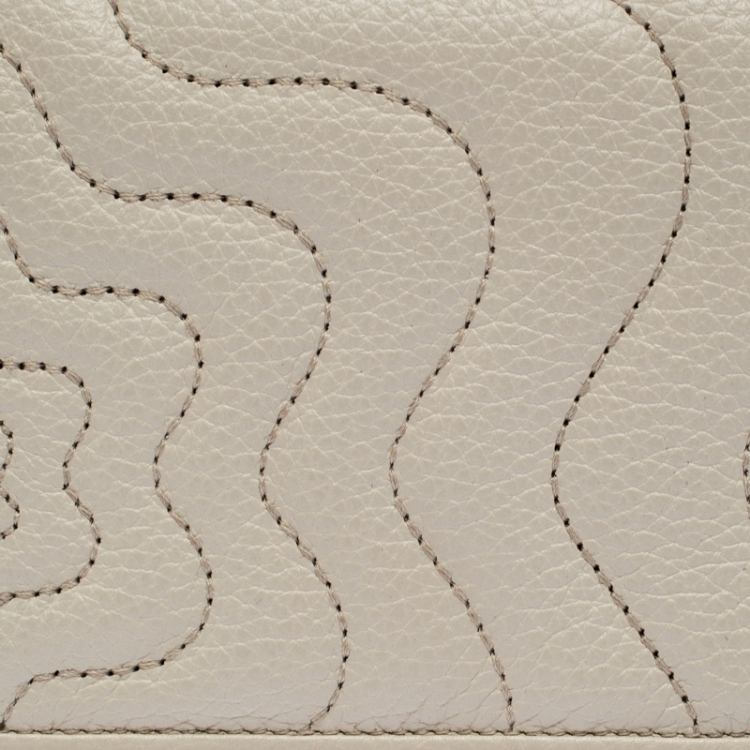 Pre Owned Montblanc Off White Leather Starisma Flap Continental Wallet