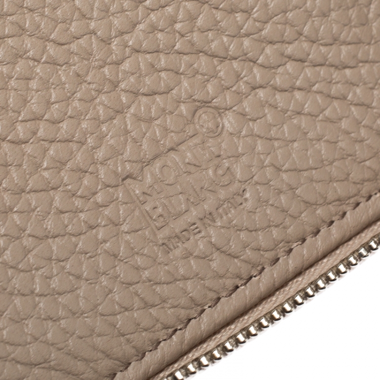 Pre Owned Montblanc Beige Leather Zip Around Wallet