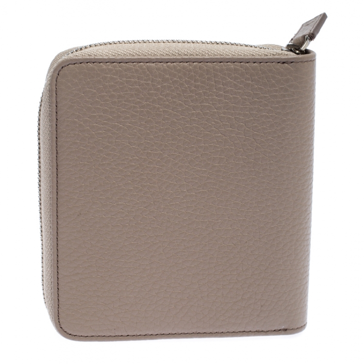 Pre Owned Montblanc Beige Leather Zip Around Wallet