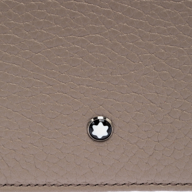 Pre Owned Montblanc Beige Leather Zip Around Wallet