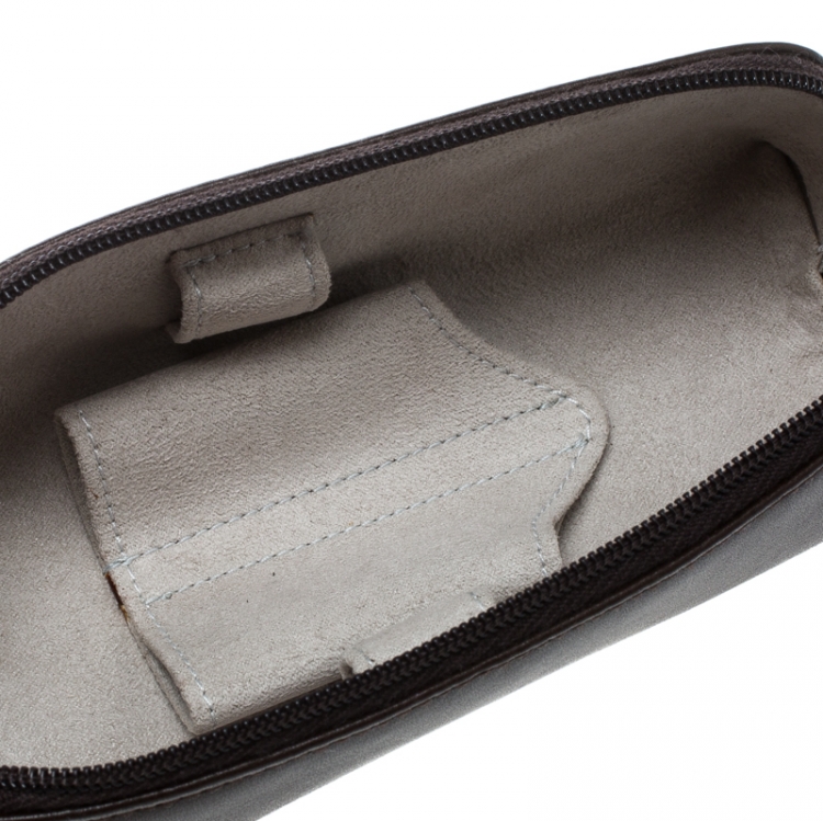 Pre Owned Montblanc Dark Brown Leather Lady Star Zip Pen Pouch