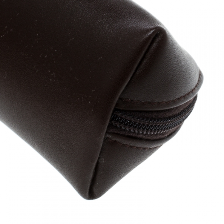 Pre Owned Montblanc Dark Brown Leather Lady Star Zip Pen Pouch