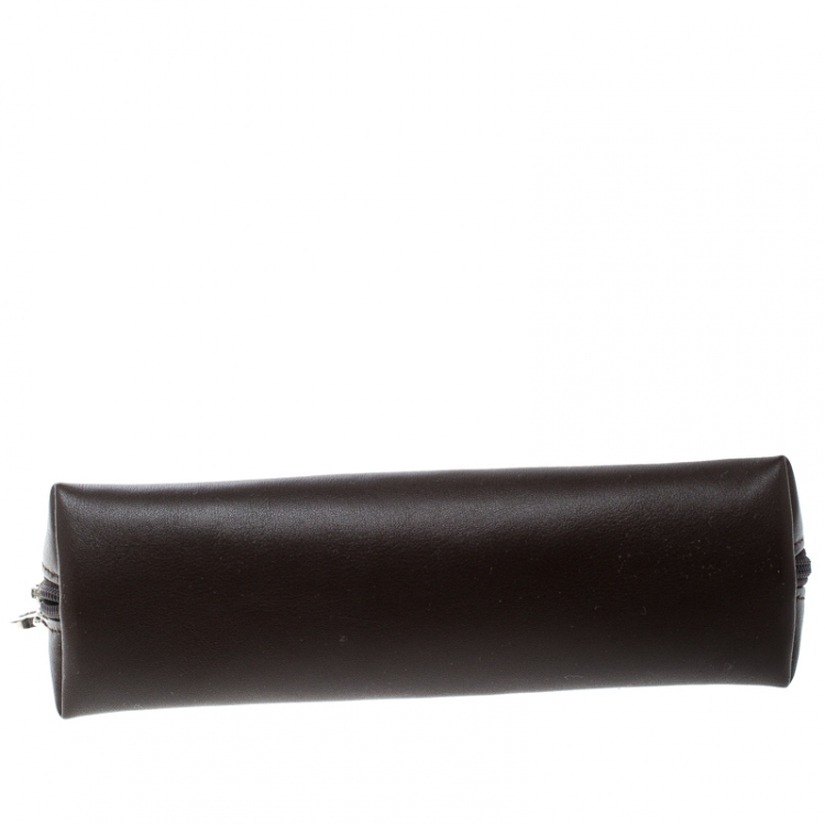 Pre Owned Montblanc Dark Brown Leather Lady Star Zip Pen Pouch
