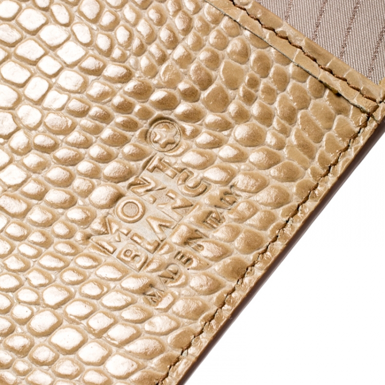 Pre Owned Montblanc Beige Sand Lizard Embossed Leather Small Agenda