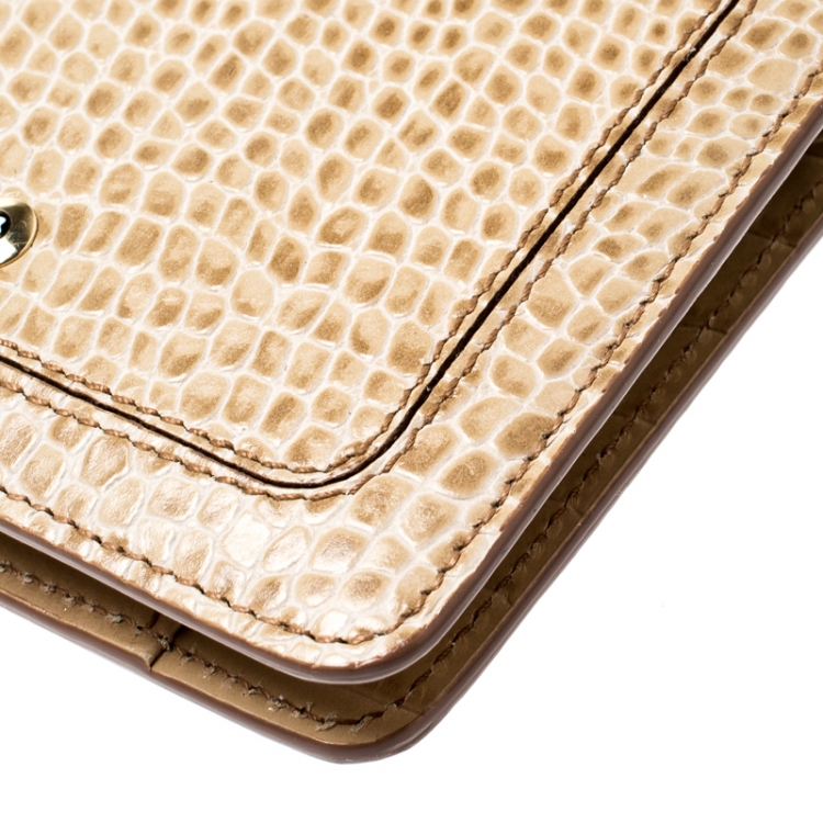 Pre Owned Montblanc Beige Sand Lizard Embossed Leather Small Agenda